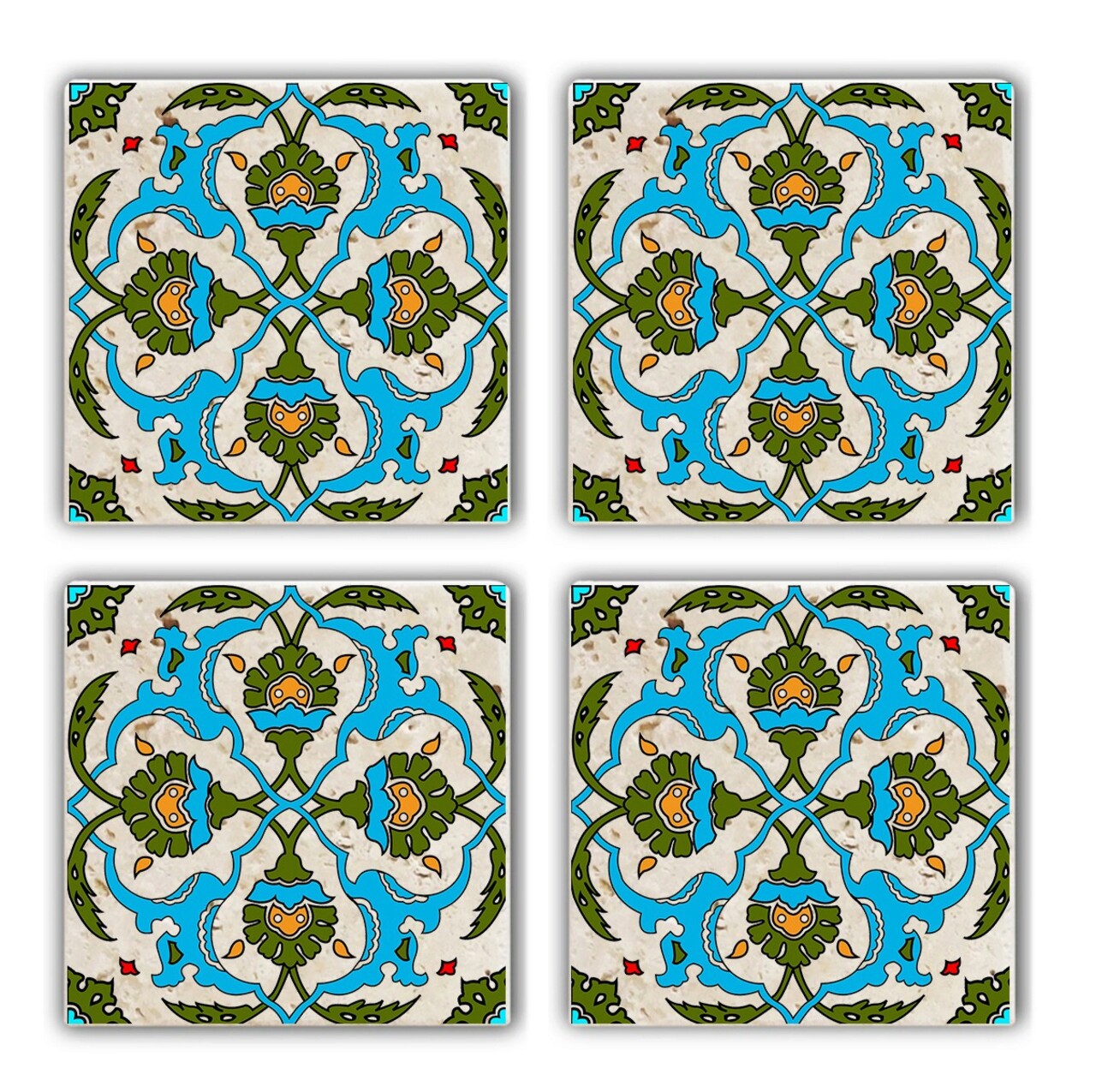 Set suporturi de pahare, Taylor, 366TYR1110, Piatra, 10 x 10 x 1 cm, 4 piese, Multicolor