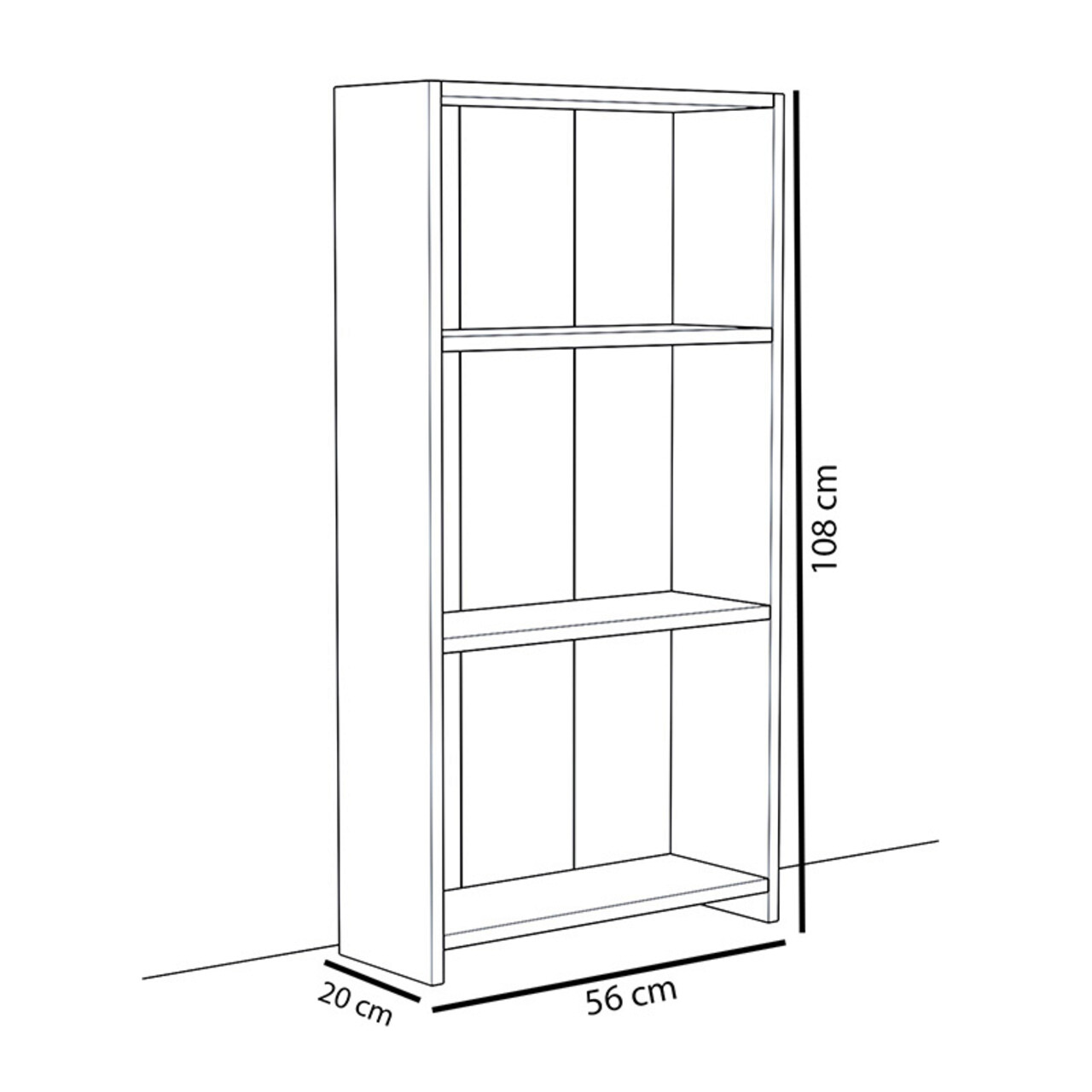 Corp biblioteca Ferma, Pakoworld, 56x20x108 cm, PAL melaminat, alb