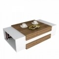 Masuta pentru living, Wooden Art, Nora White Walnut, 110x31x61 cm