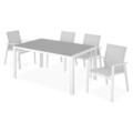 Set mobilier gradina/terasa Encore/Baria, 5 piese, 150x90x74 cm/56.5x62x86 cm, aluminiu, alb/gri