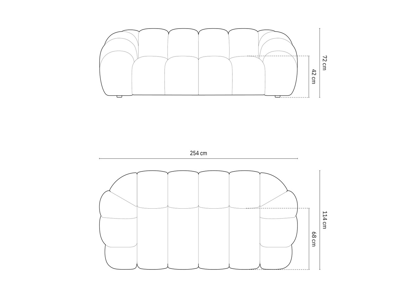 Canapea 3 locuri, Diana-192, Micadoni Home, 254x114x72 cm, catifea structurata, bej inchis