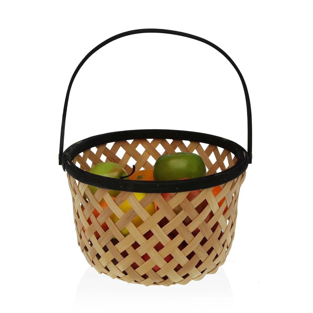 Cos pentru fructe Bamboo, Versa, 28.5 x 28.5 x 35 cm, lemn de brad, negru