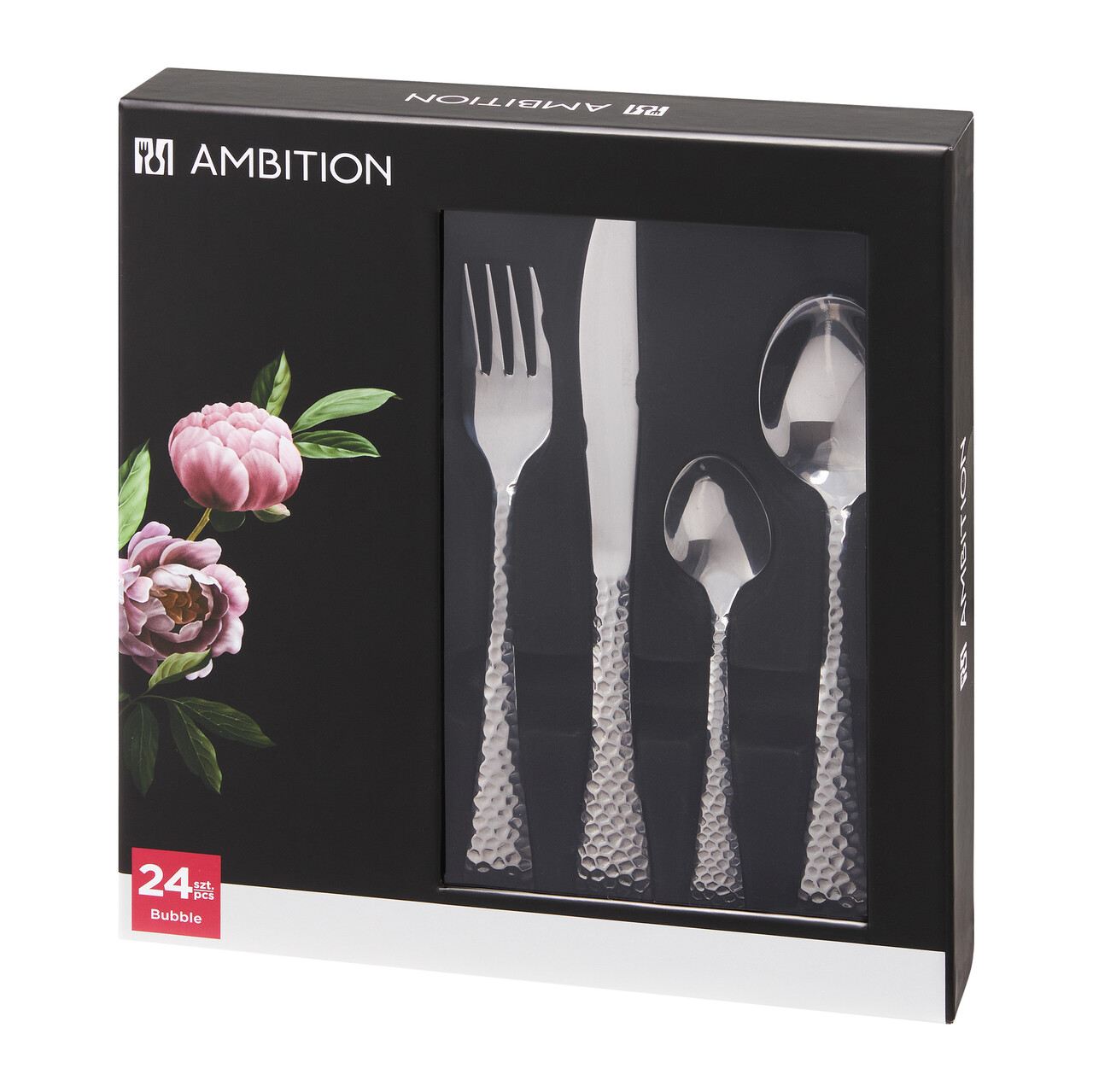 Set tacamuri pentru 6 persoane, 24 piese Bubble, Ambition, inox, argintiu - 1 | YEO