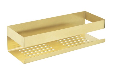 Etajera de colt pentru baie, Wenko, Turbo-Loc Genova Gold, 36 x 10.5 x 8 cm, inox, auriu