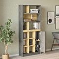 Corp biblioteca Zest, Pakoworld, 75.5x25x170 cm, PAL/metal/MDF, gri/sonoma