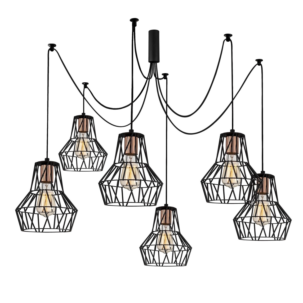 Candelabru Tortum N-1054, Noor, 113 x 140 cm, 6 x E27, 100W, negru - 1 | YEO