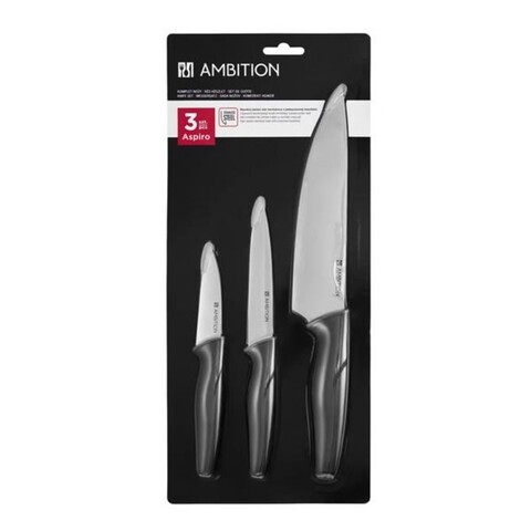 Set cutite 3 piese Aspiro, Ambition, 9 / 13 / 20 cm, inox, negru