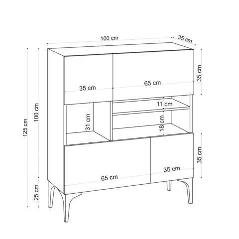 Bufet Krista, Elegance, 100x35x125 cm, maro