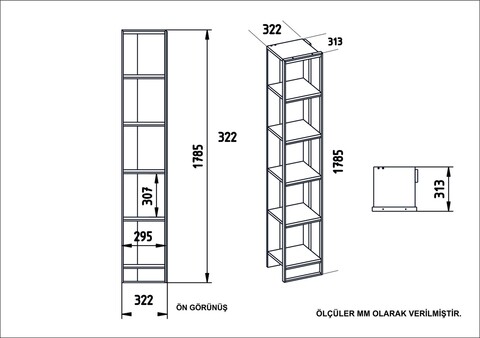 Biblioteca Polka, Zena Home, 32.2x31.3x178.5 cm, auriu/alb