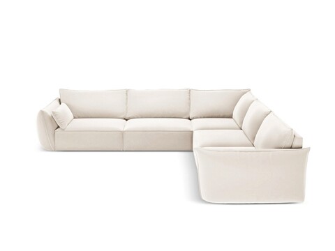 Coltar simetric 7 locuri, Kaelle, Micadoni Home, BL, 286x286x85 cm, catifea, bej deschis