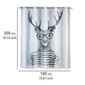 Perdea de dus anti-mucegai, Wenko, Flex Mr. Deer, 180 x 200 cm, poliester, gri