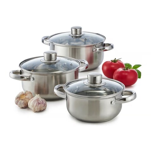 Set de gatit 6 piese Tully, Domotti, 16/18/20 cm,  inox, argintiu