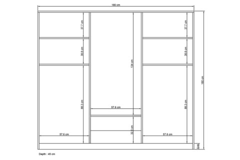 Dulap pentru haine, Glenevis, Royal 506180, 180x180x43 cm, Alb