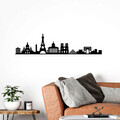 Decoratiune de perete, Paris Skyline, Metal, Dimensiune: 120 x 29 cm, Negru