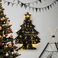 Decoratiune luminoasa de perete Christmas Tree, Tanelorn, 70x100 cm, metal, cu baterii, negru