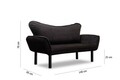 Canapea extensibilă cu 2 locuri, Futon, 859FTN1226, Metal, Negru