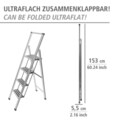 Scara pliabila, Wenko, 4-step, 44 x 153 x 5.5 cm, aluminiu/plastic, gri