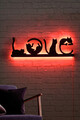 Decoratiune luminoasa LED, Cat Love, MDF, 60 LED-uri, Rosu