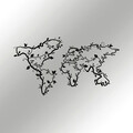 Decoratiune de perete, World Map 13, metal, 100 x 56 cm, negru