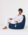 Fotoliu puf, Bean Bag, Ferndale Drop L, 80 x 80 cm, poliester impermeabil, albastru inchis