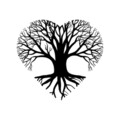 Decoratiune de perete, Love Tree, Metal, Dimensiune: 54 x 50 cm, Negru