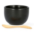 Set 3 boluri si platou pentru servire Fincan, Homla, 32x7 cm, ceramica/bambus, negru/natur