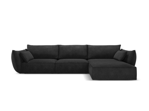 Coltar dreapta 4 locuri, Kaelle, Micadoni Home, BL, 308x171x85 cm, poliester chenille, negru