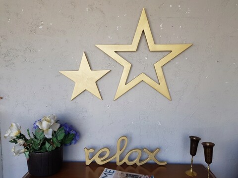 Decoratiune de perete, Gold Stars Set, Placaj , Auriu