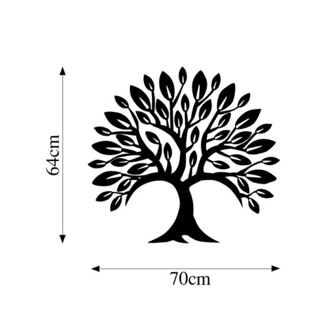 Decoratiune de perete, Monumental Tree 5, Metal, Dimensiune: 70 x 57 cm, Negru