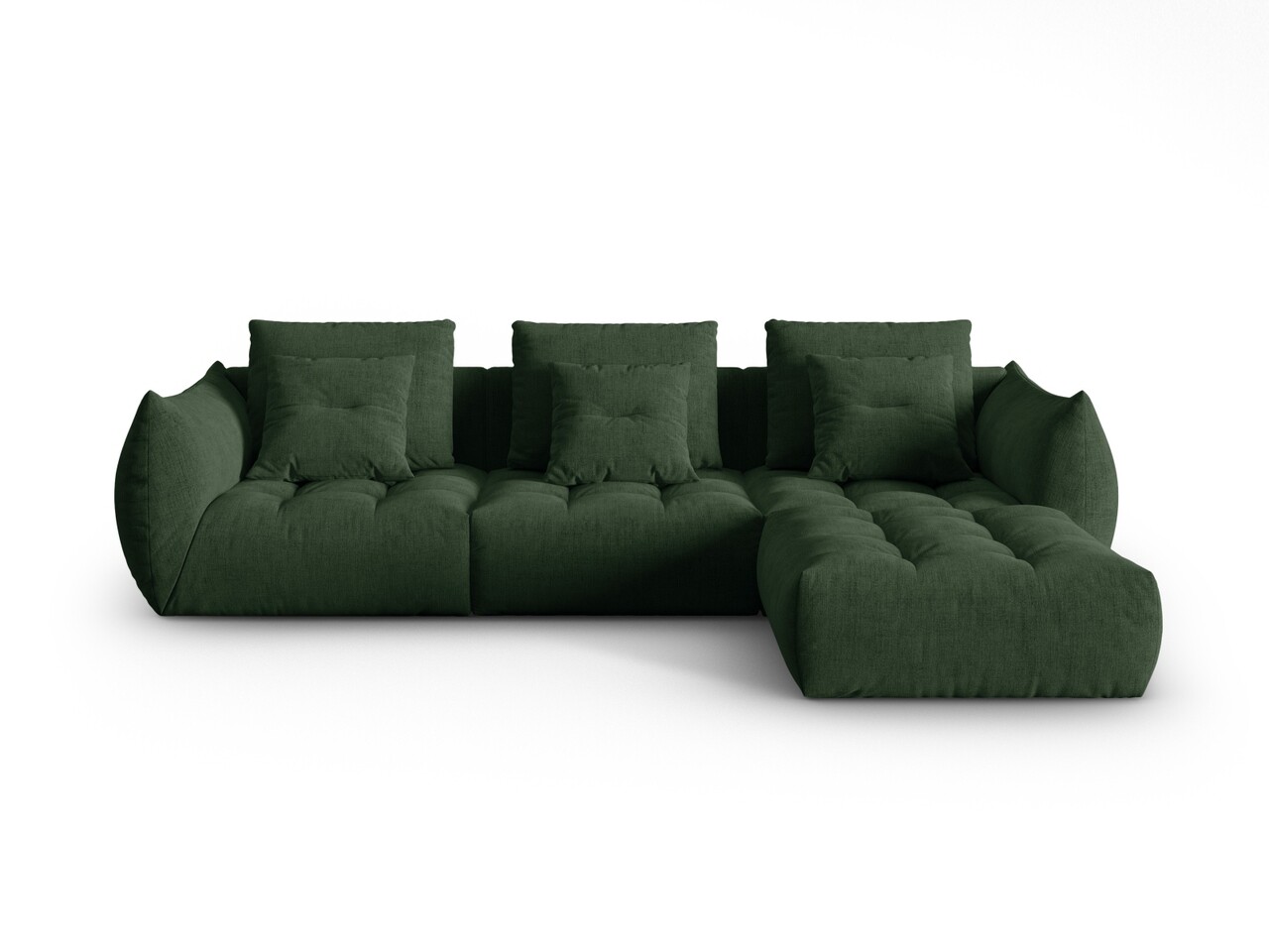 Coltar modular reversibil 2 locuri, Bloom-86, Micadoni Home, 332x216x95 cm, tesatura structurata, verde muschi - 1 | YEO