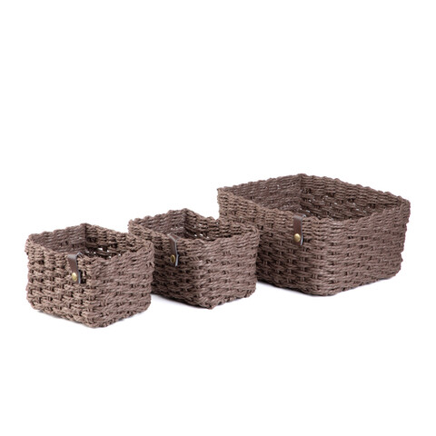 Set 3 cosuri depozitare Vimet, Homla, 25x19x12 cm / 18x13x10 cm / 18x13x10 cm, hartie, maro