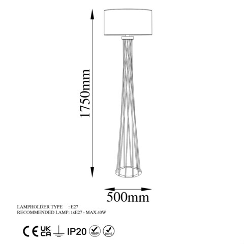 Lampadar, Fulgor, 942FLG1549, Metal, Alb