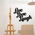 Decoratiune de perete, Live Love Laugh Metal Decor, metal, 52 x 38 cm, negru