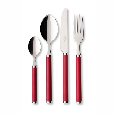 Set tacamuri 24 piese, Villeroy & Boch, Play!, inox, rosu