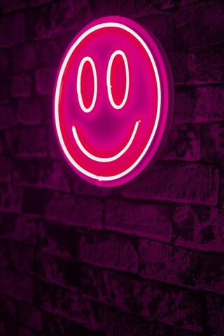 Decoratiune luminoasa LED, Smiley,  Benzi flexibile de neon, DC 12 V, Roz