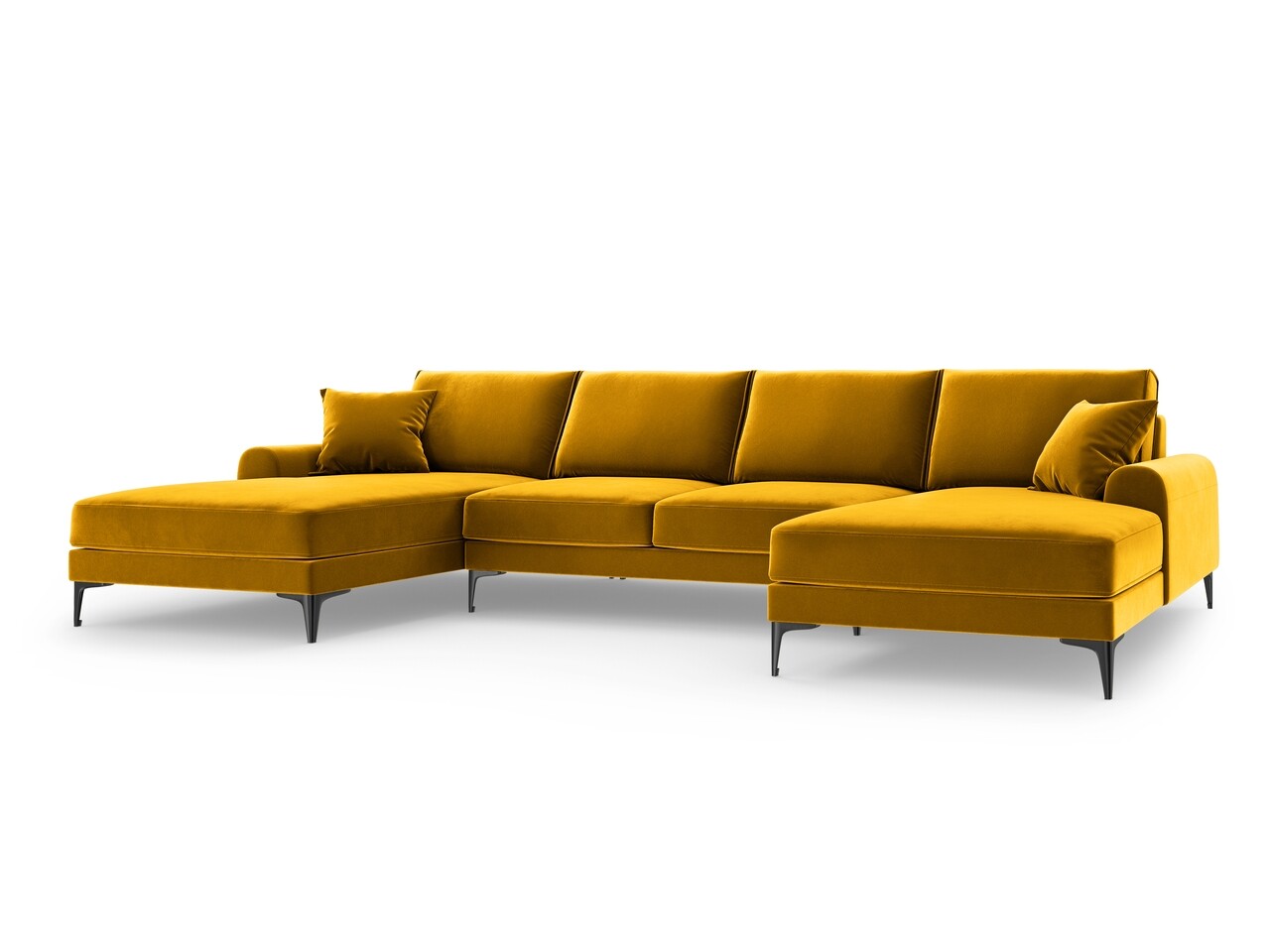 Coltar panoramic, Madara, Mazzini Sofas, 6 locuri, 334x182x90 cm, catifea, galben - 1 | YEO