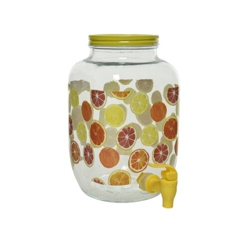 Dispenser pentru bauturi Citrus, Decoris, 4 L, 16x16x25 cm, sticla, transparent