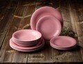 Set de masa 12 piese, Like Villeroy & Boch, Color Loop Rose, portelan premium, roz