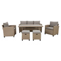 Set mobilier pentru gradina/terasa 6 piese Baxter, 171x65x73 cm/ 145x74x67 cm, otel/poliester, natur/bej