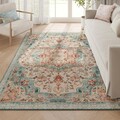 Covor antiderapant Vasagle Vintage, 152x213 cm, lavabil la masina, poliester, albastru teal