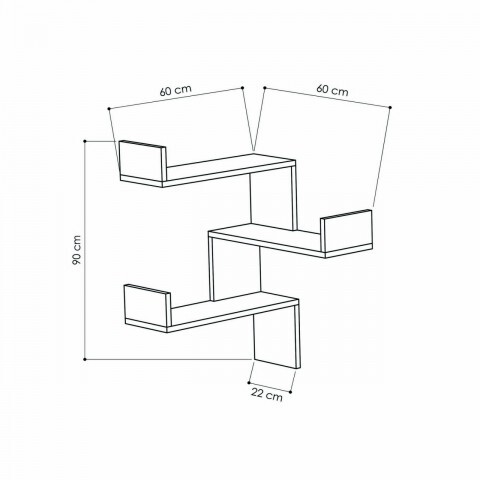 Raft pentru perete, Homitis, Luksa - Oak, 60x60x90 cm