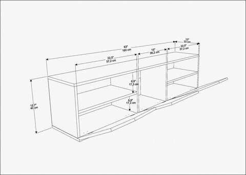 Comoda TV, Retricy, Carson, 160x35.3x40 cm, PAL, Stejar alb