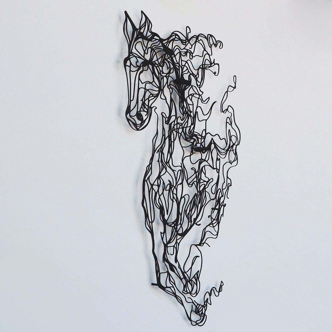 Decoratiune De Perete, Metal Horse Line Art, Otel, Dimensiune: 66 X 41 Cm, Negru