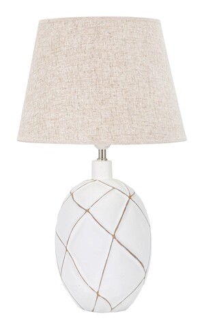 Lampa de masa, Lines, Mauro Ferretti, 1 x E27, 40W, Ø35 x 60 cm, polirasina/fier/textil, alb antic/maro