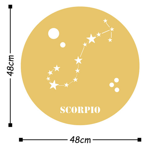 Decoratiune de perete, Scorrpıo Horoscope, Metal, Dimensiune: 48 x 48 cm, Auriu