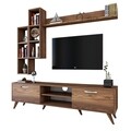 Comoda TV cu 3 rafturi de perete M16 - 262, Wren, 180 x 35 x 48.6 cm/90 cm/133 cm, walnut