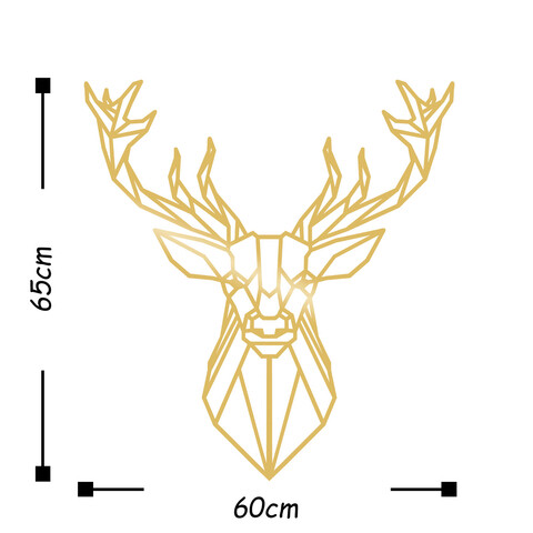 Decoratiune de perete, Deer4, Metal, Dimensiune: 60 x 65 cm, Auriu