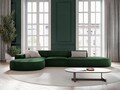 Coltar stanga 4 locuri, Jodie, Micadoni Home, BL, forma rotunjita, 342x166x70 cm, catifea, verde bottle