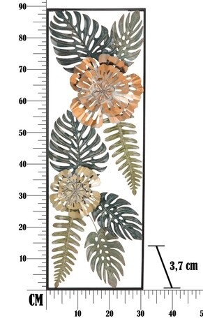 Decoratiune de perete 3D Leafy A, Mauro Ferretti, 30.5x88.5 cm, fier, multicolor