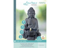 Fantana decorativa solara cu iluminare LED Buddha, Lumineo, pentru exterior, 28 x 29.5 x 45 cm, IP68, antracit/alb